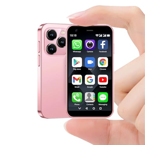 BLKE Mini-Handy, 4G-Smartphone für Kinder, 7,6 cm (3 Zoll) HD-Bildschirm, Backup-günstig, Android 12, 3 GB RAM + 32 GB ROM, winzig, 2000 mAh, Face ID/OTG/Dual-SIM, Pink