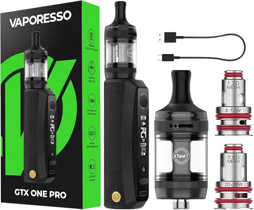 Vaporesso GTX One Pro Mod Kit 40W mit XTank T (3ml) - 3000mAh Akku GTX one pro Mod- GTX Coils 0.6Ω/1.2Ω - Top-Füllung - MTL DTL Vape No Nicotine (Schwarz)