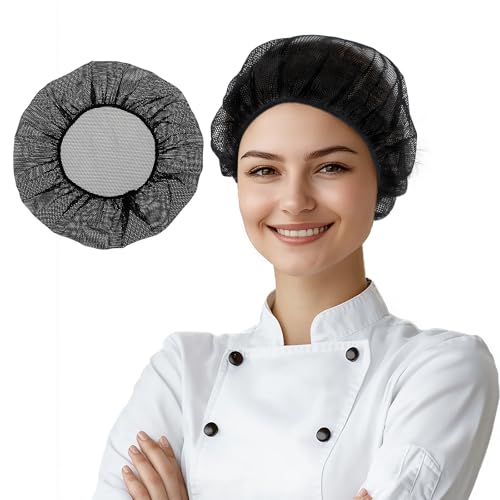 Psyqtsuary 10 Stück Schwarz Haarnetz Küche Elastische Kochmütze Unisex Einstellbar Haarnetze Wiederverwendbar Haarhaube Kopfhaube Haar Haube for Küche Kochmütze Lebensmittelservice