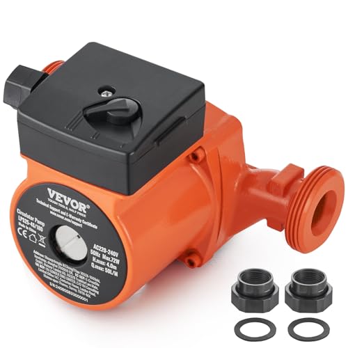 VEVOR Heizungspumpe 4 m Förderhöhe, 220 V, 72 W, 50 l/min, Warmwasser-Umwälzpumpe, 1-1/2 Zoll NPT-Gewinde, 3-Gang-Umwälzpumpe, IP44 leiser Betrieb, Umwälzpumpe für Warmwasserbereitersystem im Haus