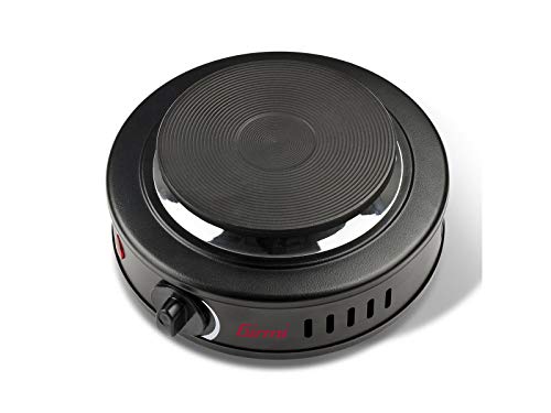 Girmi PE16 Elektrische Kochplatte, 500 W, Gusseisenplatte 11 cm, Betriebsanzeige, Standfüße, Temperaturregelung, Schwarz.