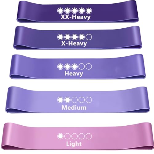 FOLAI Widerstandsbänder [5er Set] Fitnessband mit Übungsanleitung auf Deutsch & Tragebeutel Resistance Bands Gymnastikband für Muskelaufbau Pilates Yoga