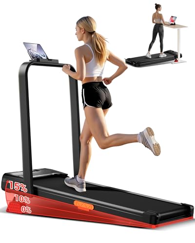 Laufband für Zuhause klappbar, Laufband mit Steigung für Zuhause 15%, Walking Pad mit Steigung max. Belastung 136 kg, Ultra-leise Motor