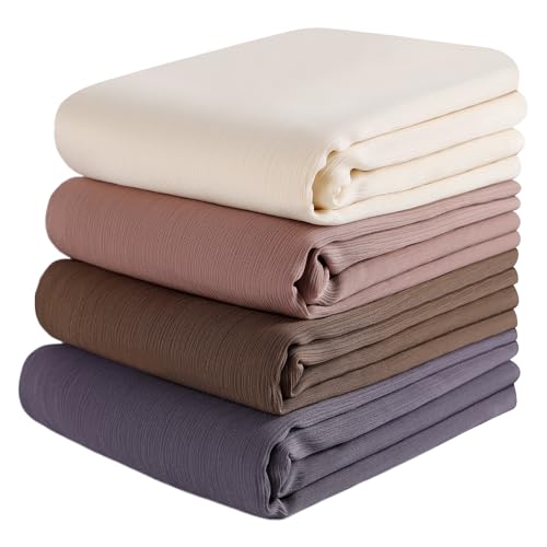 Febfim 4 luxuriösen Chiffon-Hijabs im trendigen Crinkle-Design, inspiriert von modernen Dubai-StilenPerfekt für modische Muslima, die Eleganz und Komfort suchen (Mixcolor ZE)