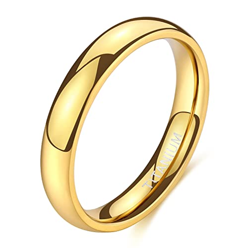 Zakk Ring Damen Herren 2mm 4mm 6mm Titan Poliert Schmal Ringe Verlobungsringe Ehering Hochzeitsringe (Gold-4mm, 56 (17.8))