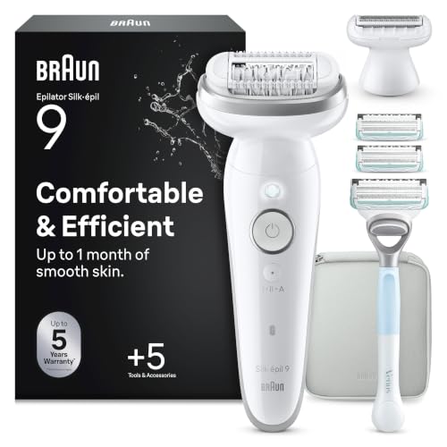 Braun Epilierer Damen Silk·épil 9, Ladyshaver, 9-141, Weiß/Silber
