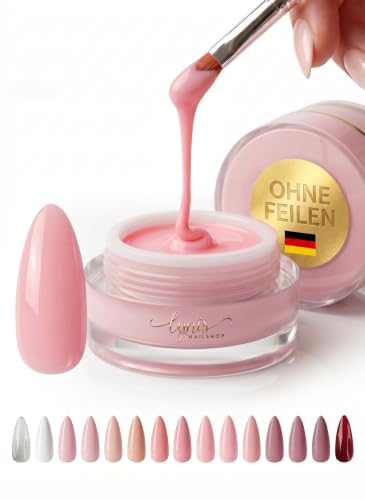 No File Aufbaugel für Gelnägel SUGAR'N SWEETS ROSA 15ml für Profis & Anfänger als UV Gel SELBSTGLÄTTEND OHNE FEILEN · für UV & LED geeignet · pinchbar, mittelviskos · Lynis-Nailshop.de