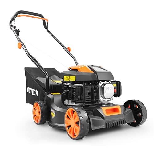FUXTEC Benzin Rasenmäher FX-RM4180 • 79,8 cm³ 4-Takt Motor • 41 cm Schnittbreite für kleine Flächen • 45L Fangkorb • 3-stufige Schnitthöhe 25–55 mm • leichte 18kg
