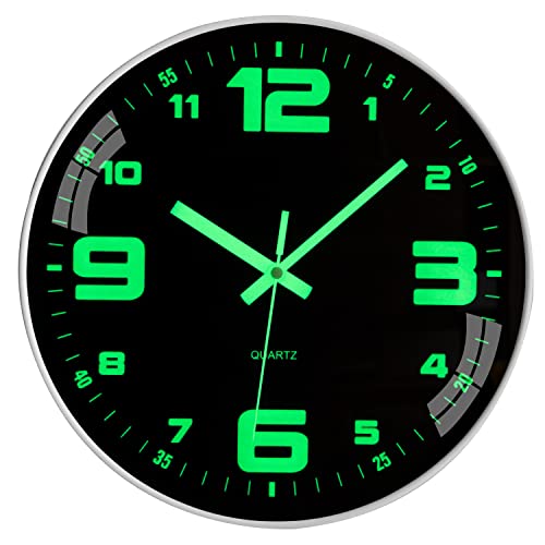 ACCSHINE Leuchtend Wanduhr Ohne Tickgeräusche Lautlos 30cm