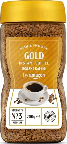 by Amazon Gold Instant Kaffee, Mittlere Röstung, 200g, 1er-Pack - Rainforest Alliance-Zertifizierung