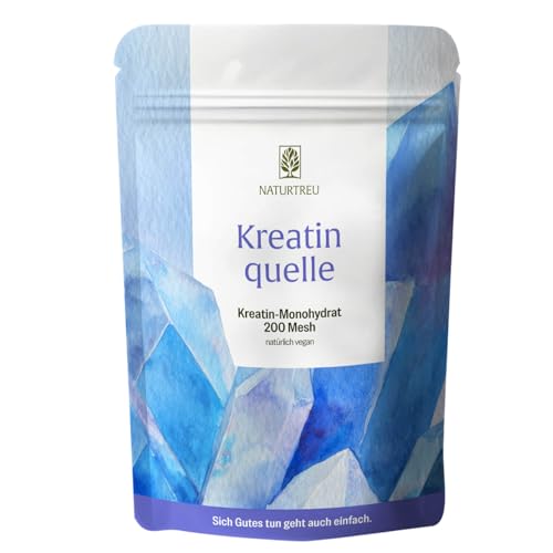 NATURTREU® Creatin Monohydrat Pulver - 500g Beutel - 100% reines Kreatin, vegan & ultrafein (200 Mesh) - Für Fitness, Bodybuilding & Sport - in Deutschland hergestellt