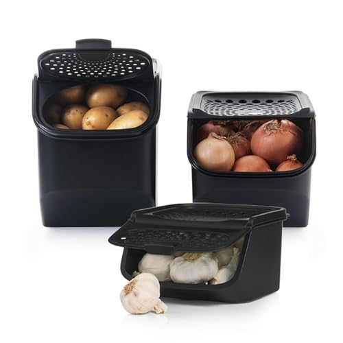 Tupperware Set - PotatoSmart 8,3L, OnionSmart 5,5L & GarlicSmart 2,3L - Kartoffel-, Zwiebel- & Knoblauchbehälter mit optimaler Luftzirkulation