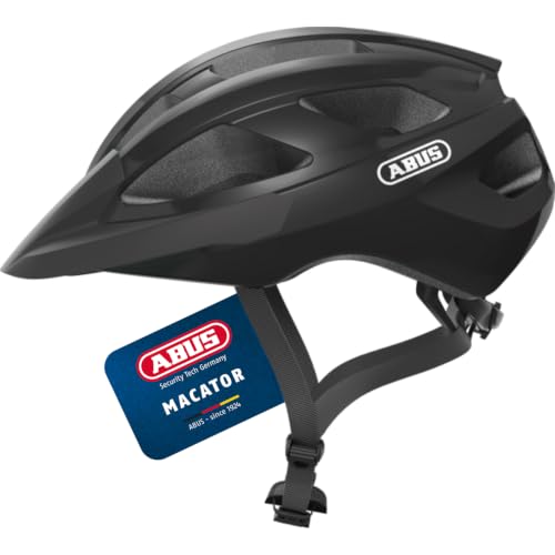 ABUS Rennradhelm Macator - sportiver Fahrradhelm für Einsteiger - auch für Zopfträger/-innen - für Damen und Herren - Schwarz Glänzend, Größe L