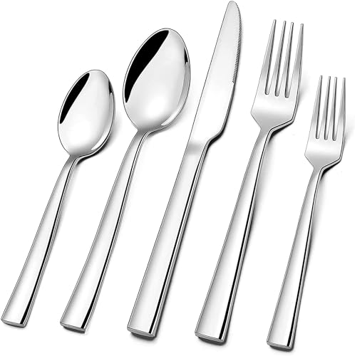 Besteck Set 6 Personen, 30 teilig Edelstahl Besteckset, Essbesteck Set mit Messer Gabel Löffel, Hochwertiges Edelstahlbesteck, Hochglanzpoliert & Spülmaschinenfest