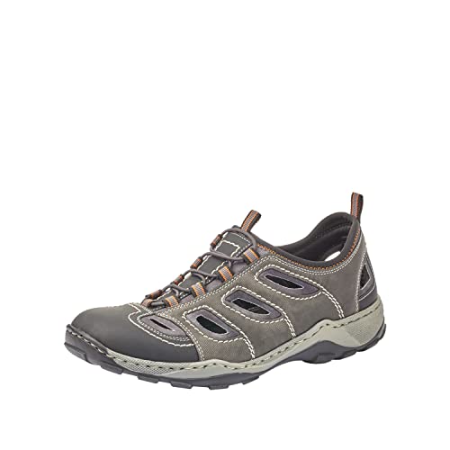 Rieker Herren - Slipper Grau Kombi, 43 EU