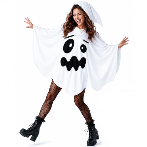 Halloween Kostüm Damen Erwachsene, Frauen Umhang Hexe Costume mit Kapuze