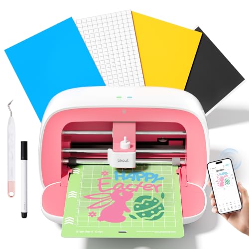 Likcut S501 Plottermaschine 13,97 cm Mini Schneideplotter Verfügbar für Vinyl, Iron on und Karten mit Einsteiger Set, Rosa