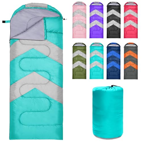 Zusentee Schlafsack 3-4 Jahreszeite für Outdoor Camping Warme Einzelne Erwachsene Wasserdicht Leichter Ultraleicht Schlafsack für Erwachsene Kinder Camping Wandern, Reise, Seeblau