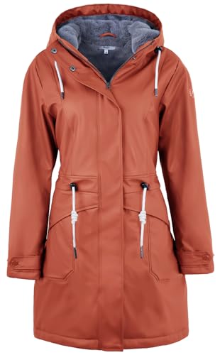 rhythm of the rain Damen Friesennerz Warm Gefüttert Wasserdichte Regenjacke Mit Kapuze