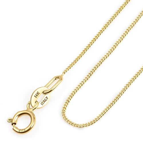 Amberta Italienische 14K 585 Echt Goldkette Damen und Herren | Dünne Box Singapur Panzer Echte Gold Kette Halsbadnd 40/45/50 cm: 14K 585 Panzerkette Gold 45 cm