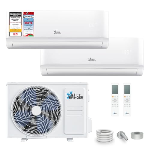 Kältebringer Multisplit Klimaanlage 2 Innengeräte - 18000 BTU - 5,3 kW - Inverter Klimagerät mit Heizfunktion, WiFi und App - sehr leise & energiesparend - Kühlen, Heizen, Lüften, Entfeuchten