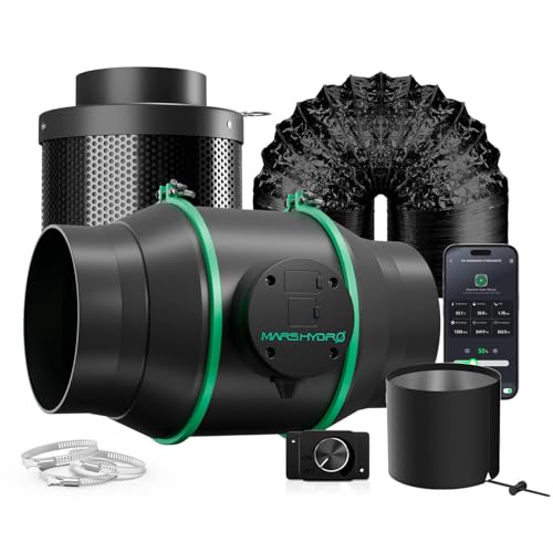 MARS HYDRO iFresh Rohrventilator 150mm/6 – Grow Ventilator mit Abluftsteuerung, Rohrlüfter für Wachstumszelte, Hydrokultur & Klimatisierung