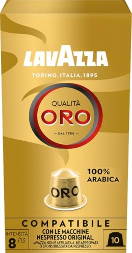 Lavazza Qualità Oro, Arabica-Bohnen mit fruchtig-floralem Geschmack, 10 Kapseln, Nespresso kompatibel