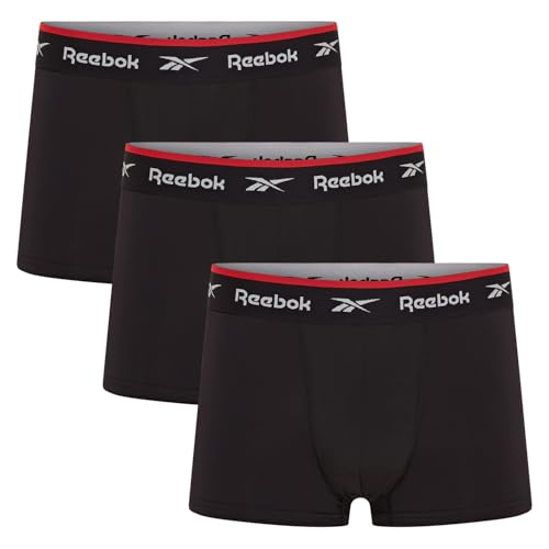 Reebok Redgrave Boxershorts Herren | 3er Pack Sport Boxershorts für Männer | Atmungsaktive & Stretch Unterwäsche Herren | Locker geschnittene Boxer Shorts, Schwarz, Größe S