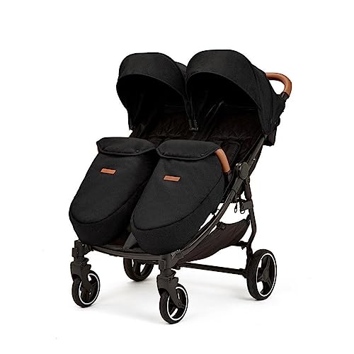 Ickle Bubba Venus Prime Doppel-Kinderwagen - Leichter faltbarer Zwillingskinderwagen mit Kokon für Neugeborene, 2 gesteppte Fußwärmer & Regenschutz, geeignet ab Geburt bis 15 kg (ca. 3 Jahre