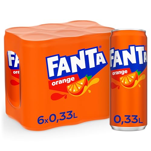 Fanta Orange - super frische Limonade mit Orangengeschmack und Spaß-Garantie in Einweg Dosen (6 x 330 ml)