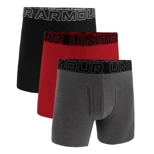 Under Armour Herren Boxershorts aus Performance-Baumwolle im 3er-Pack, 15 cm Beinlänge – atmungsaktiv, feuchtigkeitsableitend, weiches Tragegefühl, ganztägiger Komfort