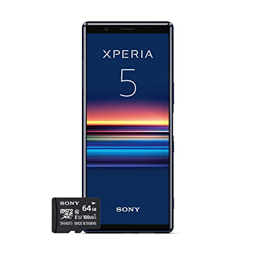 Sony Xperia 5 Bundle, 6.1” FHD+ HDR OLED 21:9 Display, 6GB RAM, 128GB Speicher, Blau + gratis 64 GB Speicherkarte [Exklusiv bei Amazon DE]