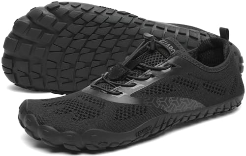 SAGUARO Barfußschuhe Herren Damen Traillaufschuhe Outdoor & Indoor Training Fitnessschuhe Wander Wald Strand Straße Laufschuhe Walkingschuhe Schnell Trocknend Badeschuhe, Schwarzkohle, 47 EU