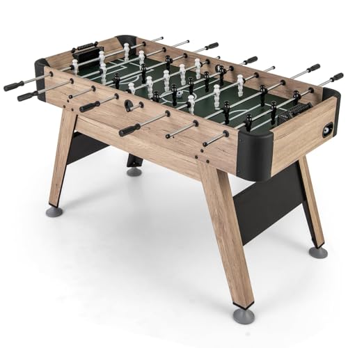 COSTWAY Tischkicker Kinder aus Holz, Kickertisch mit 2 Bälle & 26 Kicker & 2 Punktezähler, Fußballtisch mit Höhenverstellbare Füße, Tischfußball für Kinder & Erwachsene, 117 x 67,5 x 84,5 cm