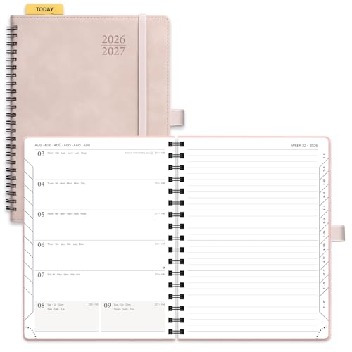 POPRUN Kalender 2026 2027 Spiralbuch mit Softcover ca.A5(21,8 x 16,4cm)