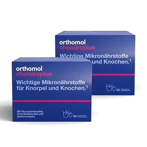 Orthomol chondroplus: Mikronährstoffe für Knorpel und Knochen¹, mit Vitaminen, Mineralstoffen, Omega-3-Fettsäuren, Glucosamin- & Chondroitinsulfat, Kollagenhydrolysat, Hyaluronsäure, 2x30