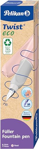 Pelikan Twist eco Füllhalter, Edelstahl-Feder in Strichbreite M inkl. Tintenpatrone, rose
