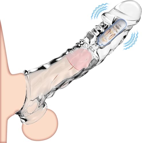 Sex Spielzeug für Die Männer Penishülle,21.8cm Klar Penismanschette Cock Ring Extender, Ultra-Soft Penis Vibrator Sex Spielzeug für Paare Penishülle für Paare Penisverlängerung (jede Größe)