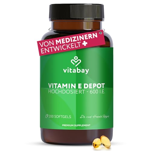 Vitabay Vitamin E 600 I.E. Depot – 200 vegane Softgel Kapseln