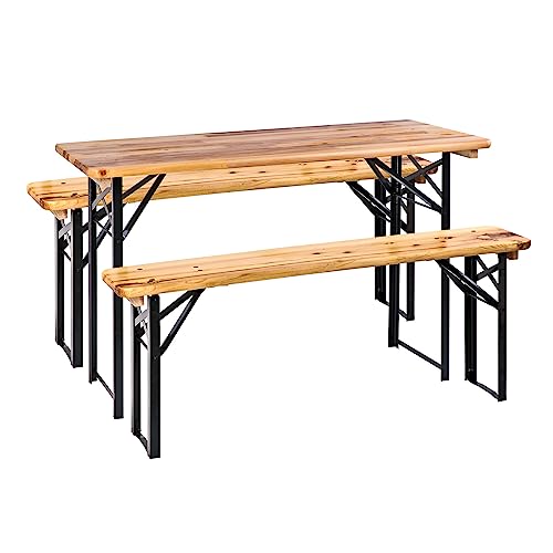 DEMA Bierzeltgarnitur Schwabing 120x60 cm – Bierbank, Biertisch, Festzeltgarnitur Set, klappbar, stabil, wetterfest, robust – Garten, Party, Biergarten