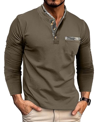 Ryehack Henley Pullover Herren Langarm T Shirt Poloshirt mit Knopfleiste Golf Polohemd Regular Fit S-2XL