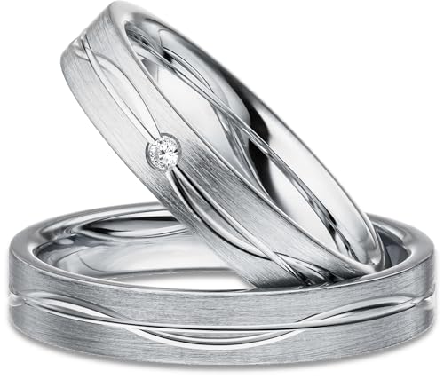 Kolibri Rings Eheringe Verlobungsringe Silber 925 Zirkonia Stein Set - Gravur und Etui
