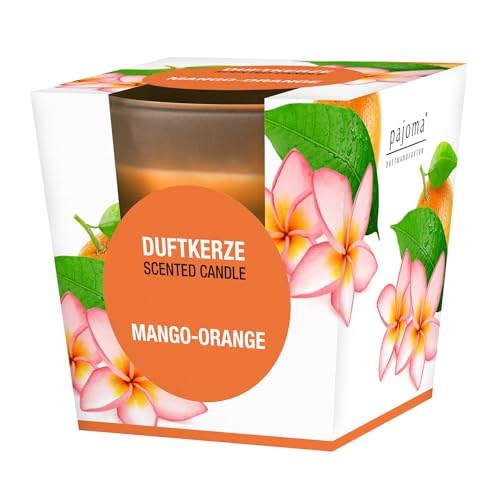 pajoma® Duftkerze, Mango-Orange - im satinierten Glas | 120g Wachsgewicht, Brenndauer: 25 Stunden, in edler Geschenkverpackung | Premium Qualität