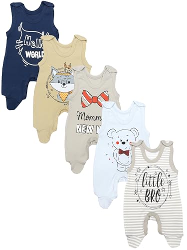 TupTam Baby Unisex Strampler mit Aufdruck Spruch 5er Pack, Farbe: Junge, Größe: 56