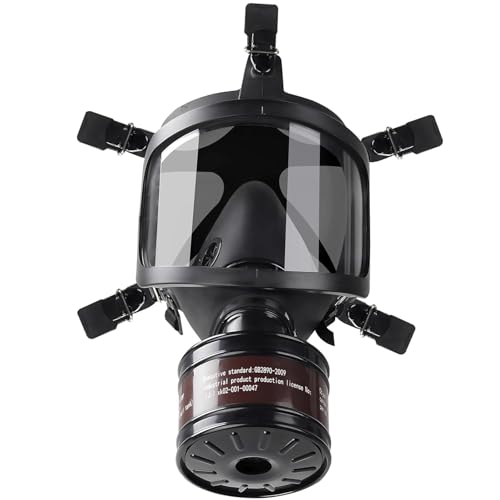 Lackiermaske mit 40-mm-Aktivkohle Filter,Gasmaske Vollmaske,Atemschutzmaske Staub Survival Nuklear und Chemie, Staubmasken Atemschutz Feinstaub für Gase Dämpfe,Chemikalien,Sprühen, Schleifen,Malerei