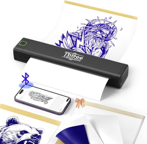 BORN4SHIP Tattoo Drucker Bluetooth, Tattoo Stencil Drucker, P84 Tattoo Printer Haut Tattoodrucker Thermodrucker für Anfänger - Kompatibel mit Android iOS macOS Windows