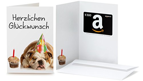 Amazon.de Geschenkkarte in Grußkarte - 500 EUR (Geburtstag Bulldog)
