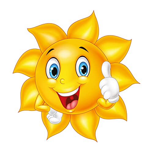 Aufkleber Smile Sonne 11 cm I Selbstklebend UV-Schutz Witterungsbeständig I Koffer Wohnwagen Wohnmobil Lustig Gute Laune Sommer I Kfz734