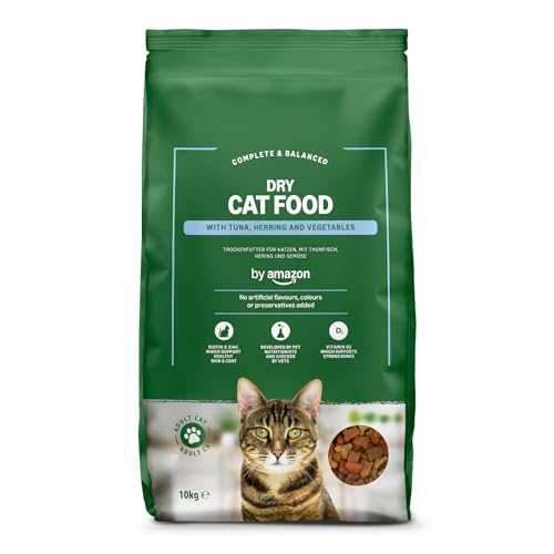 by Amazon – Vollwertiges Katzentrockenfutter für ausgewachsene Katzen mit Thunfisch und Hering, 1 Packung à 10,0kg (zuvor Our Essentials)