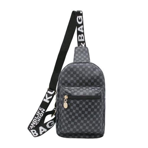 Long Keeper Kunstleder Sling Bag Brusttasche Herren Damen Umhängetasche Schultertasche Kleine Sling Rucksack Crossbody Tasche Wasserdicht für Reise Outdoor